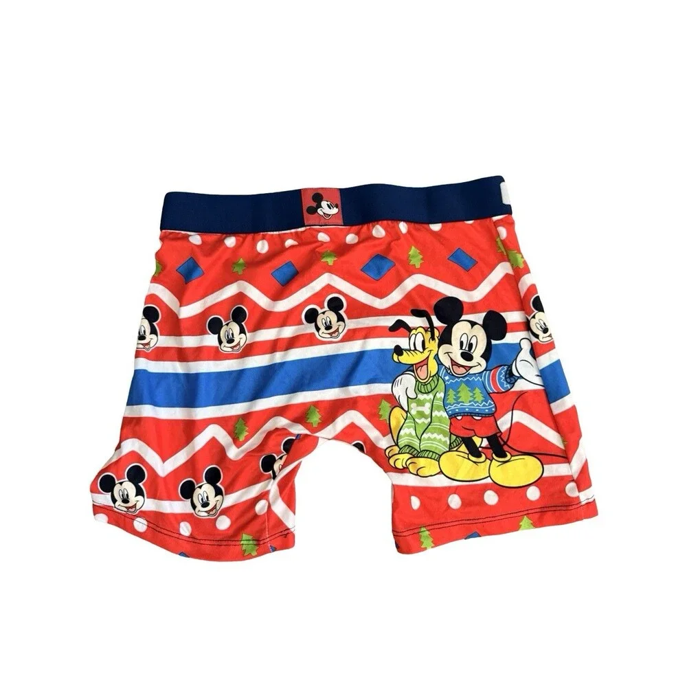 Disney Mickey Mouse Pluto Boxer Briefs Mens Medium Christmas Crazy Boxer New